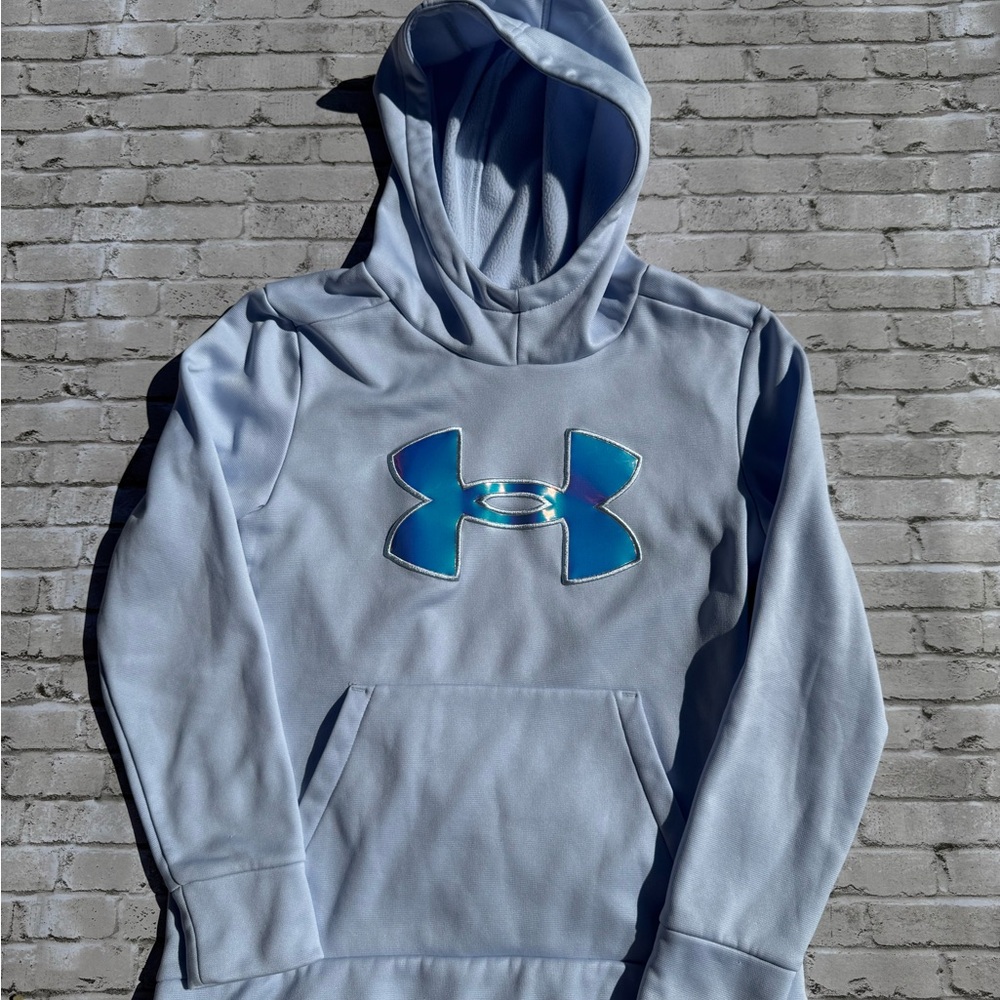 Youth M Under Armour Sky Blue Fleece Hoodie